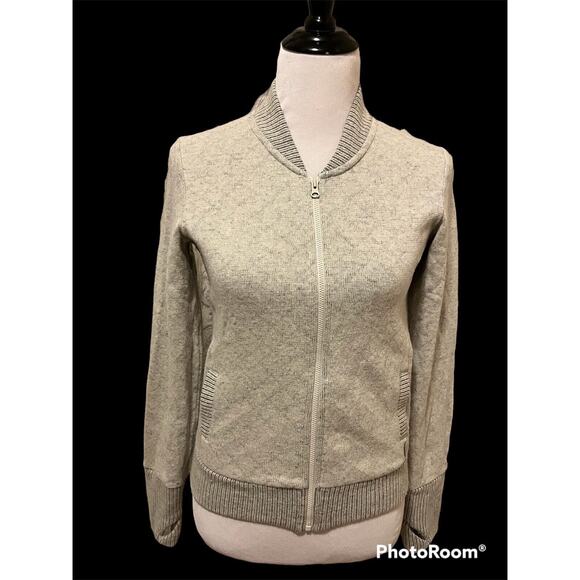 Mountain Hardwear Full Zip Sweater Jacket •Women XS• Grey Wool Blend Mock Neck - Picture 1 of 10